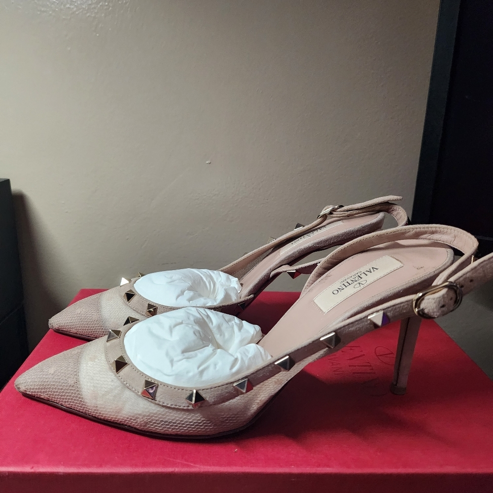 VALENTINO GARAVANI Rockstud  Pizzo Pois Slingback pumps 85mm